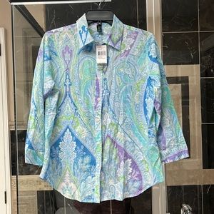 Lauren Ralph Lauren 3/4 sleeves blouse, size M, NWT.